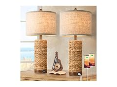 TOBUSA 27Inch Tall Rattan Table Lamps Set of 2