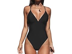 CUPSHE One Piece V-Neck Ruched Swimsuit