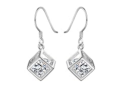 Sterling Silver Rubix Cubed Drop Earring