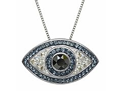 White Gold Crystal Evil Eye Necklace