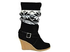 MUK LUKS ® Buckled Wedge Boot, Black