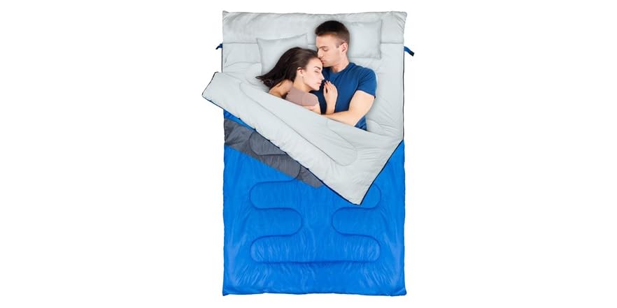 Double Sleeping Bag 2 Season Envelope Outdoor Camping Queen Size 250gsm Trail