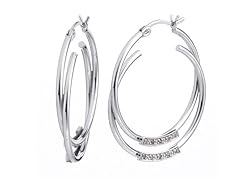 Sterling Silver 0.10 CT Diamond Hoop Earrings