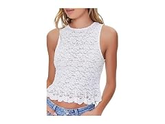 Forever 21 (L) Lace Scalloped Top