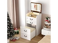 ChicFurnit 3-in-1 Makeup Vanity White