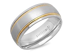 SS Band Ring w/ 18kt Gold Line Accent