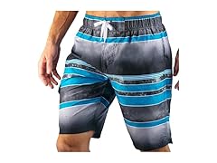Kanu Surf Men's Black/Aqua Swim Trunks (M)