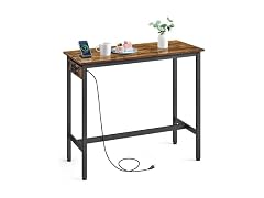 VASAGLE Bar Table with Power Outlets, Computer Desk, 39.4" W