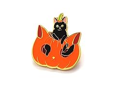 Cat Enamel Pin Pumpkin Black Cat