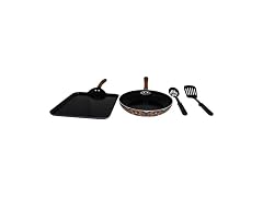 IMUSA Talavera Aluminum Black Ceramic Value Fry Pan & Square Griddle Set