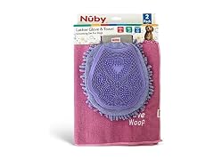 Nuby Pet Grooming Glove with Silicone Bristles, Pink