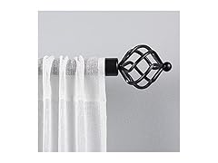  1" Curtain Rod and Coordinating Finial Set, Matte Black