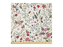 Lunarable Floral Fabric by The Yard