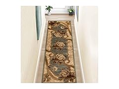 Superior Indoor Runner Rug Oversized Floral Border