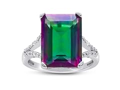 Sterling 10ct Emerald Shape Mystic Topaz Ring- Pick Size