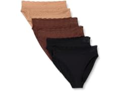 Amazon Essentials 6-Pack Lace Panty, Black (L)