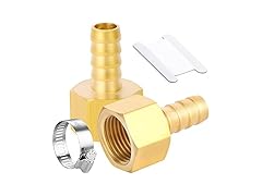  1/2 Barb x1/2 FNPT Brass 5Pcs+Clamp