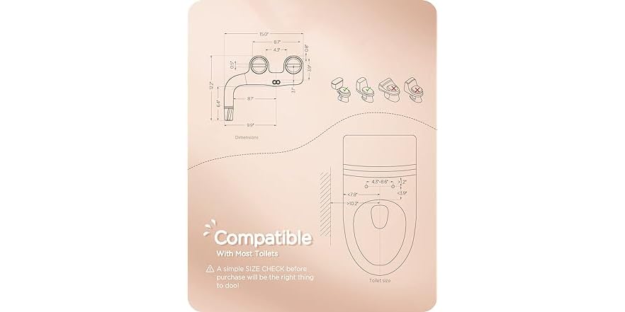 Ciays Bidet Attachment For Toilet Ultra-Slim Bidet Sprayer With Pressure Controls Non-Electric Dual Nozzles For Feminine/Posterior Wash, Bamboo/White - View #5