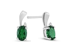 1 1/2 Carat Created Emerald and Diamond Stud Earrings In Sterling Silver