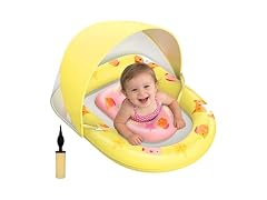 JUNLLY Baby Pool Float with Canopy, Yellow