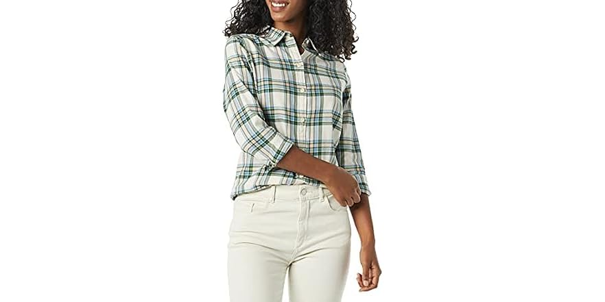 $7.99 | Amazon Essentials Women Long-sleeve Flannel Shirt at Woot!