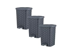 Trash Can with Lid, 1.5 Gallon  (Wicker Grey 6 QT.), 3 Pack