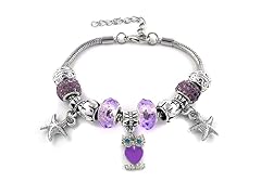 Crystal Murano Owl Charm Bracelet- Pick Color