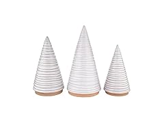 Ceramic Textured Tree Sculpture for Centerpiece or Mantle, Set of 3