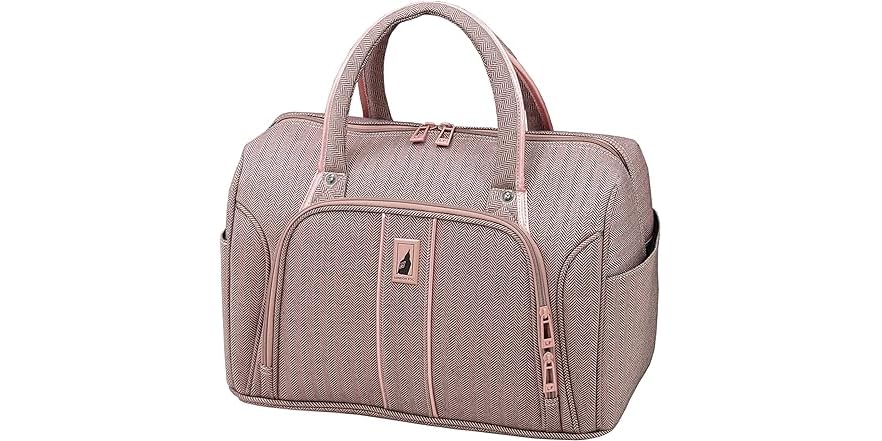 London Fog Newcastle Borsa Sottosella Da Viaggio, 38 Cm, Colore Rosa Antracite A Spina Di Pesce, Con Rotelle E Manico Telescopico