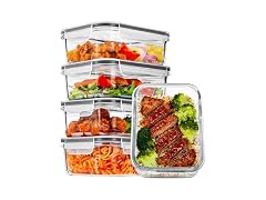 Vtopmart Grey 5 Pack 30oz Glass Containers W/ Lids