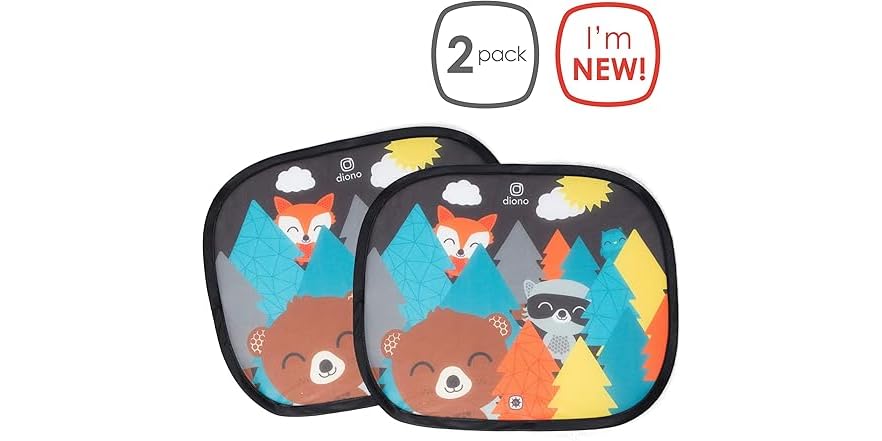 Diono Diono Kids Character Car Window Shade 2 Pack - Clin