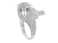 Sterling Silver Pave Perched Owl Ring