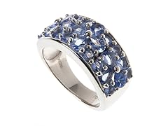 Tanzanite Rectangular Cluster Ring In Sterling Silver