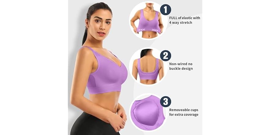 2 Pack Sports Bras With Removable Pads