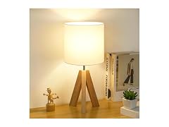 Brightever Small Wooden Tripod Table Lamp