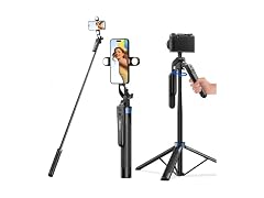 UBeesize 64'' Extendable Selfie Stick Tripod with Light & Remote