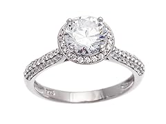 18K White Gold 3cttw CZ Round Engagement Ring