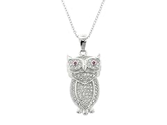 Sterling Silver Pave Sitting Owl Pendant