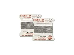 GLZ 2 Pcs Griffin Natural Silk Beading Cord, Silver