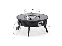 LeisureMod Walbrooke Modern Outdoor Round Fire Pit Table Black