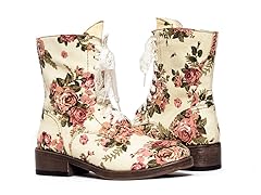 Betty Canvas Lace Up Combat Boot, White