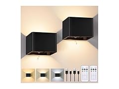 Yochoice Motion Sensor Wall Sconces, Black, 2PK