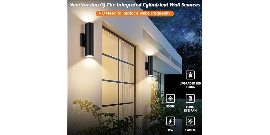 GoBright Integrated LED Cylinder Up Down Lights
