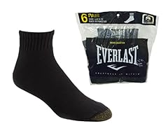 Everlast Men's Black 1/4 Length, 6 Pairs