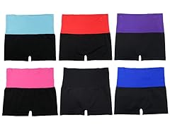 6Pk Fold-Over Waist Sports Shorts