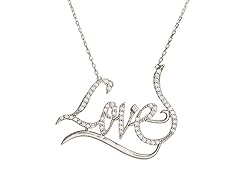 Sterling Silver CZ Love Necklace