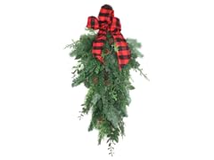 30" Pine Leaves Bow Christmas Teardrop