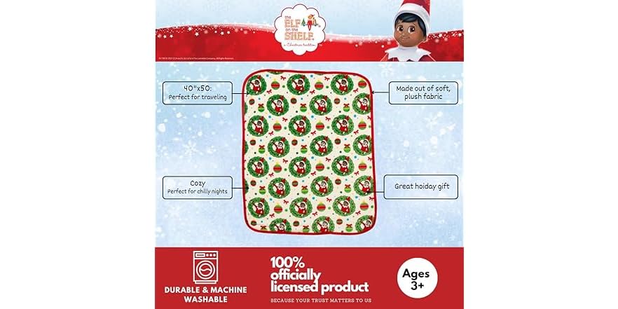 Franco Elf On The Shelf Holiday Christmas Throw
