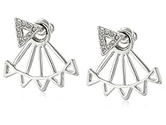 Rebecca Minkoff Two Part Rhodium Triangle Stud Earrings