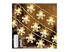 Snowflake Christmas Lights, 33FT 100 LED Recharge